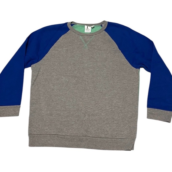 Top Man Size L Sweater Long sleeve Gray Green and Blue - Picture 1 of 15